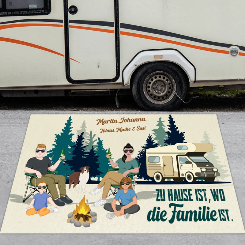 Camping Fußmatte 140x90cm mit Camping Spruch personalisiert gefertigt von Love & Faith