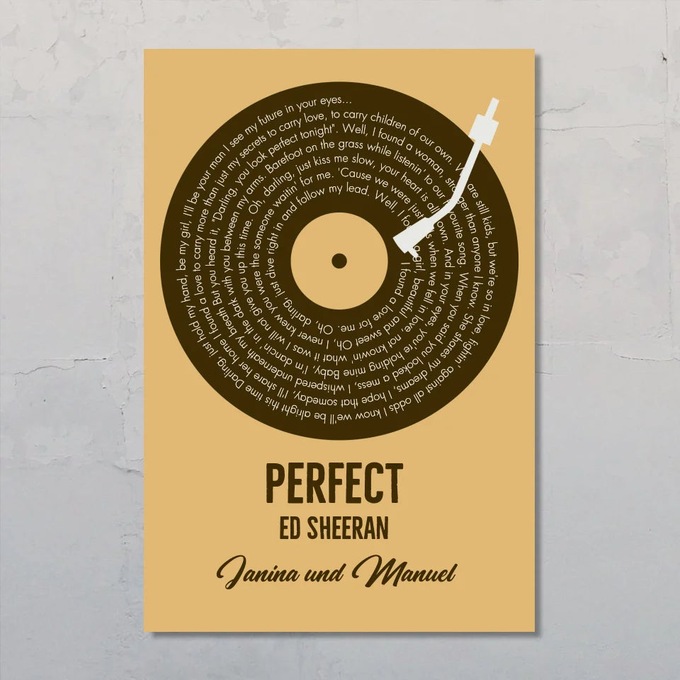Unser Song - Personalisiertes Poster mit eurem Lieblingssong im Vinyl-Schallplatten Look