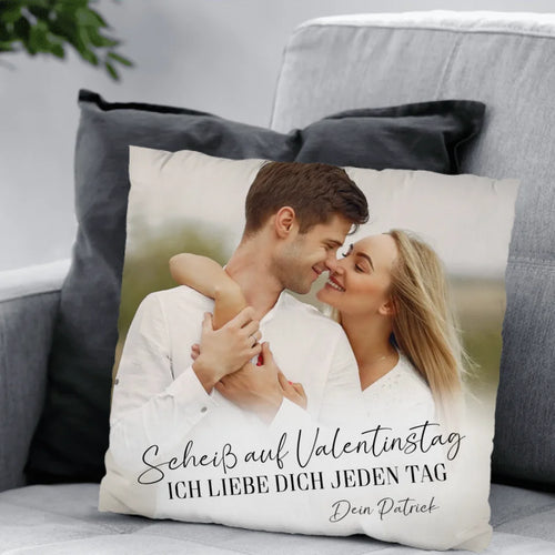 Jeden Tag - Personalisiertes Kissen für Paare zum Valentinstag mit Foto