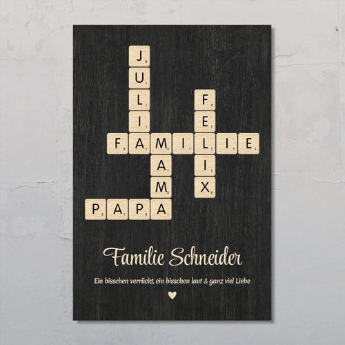 Scrabble - Personalisiertes Familienposter mit Namen im Scrabble-Design