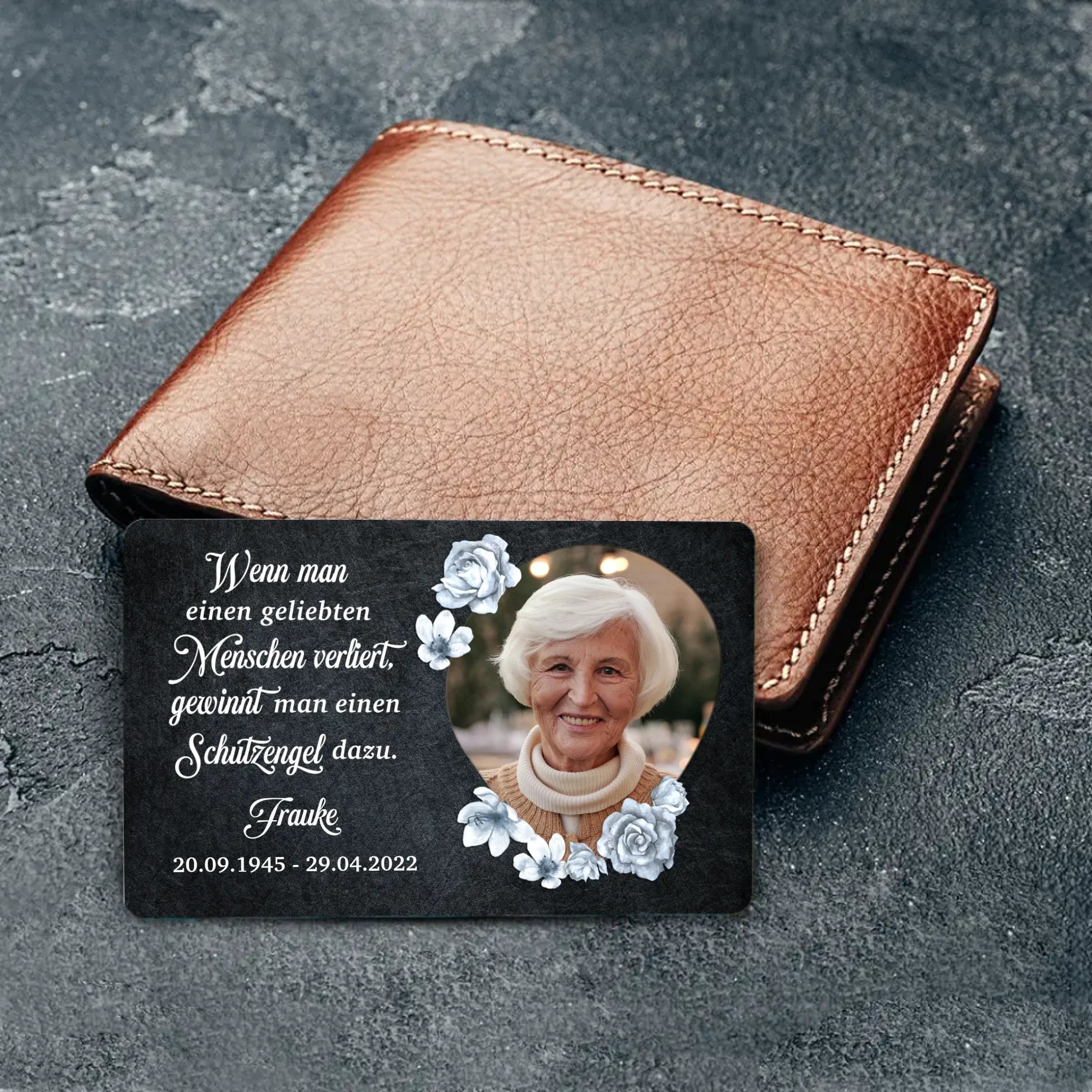 Personalisierbare Brieftascheneinlage mit deinem Design als Andenken für Trauernde - gefertigt von Love & Faith