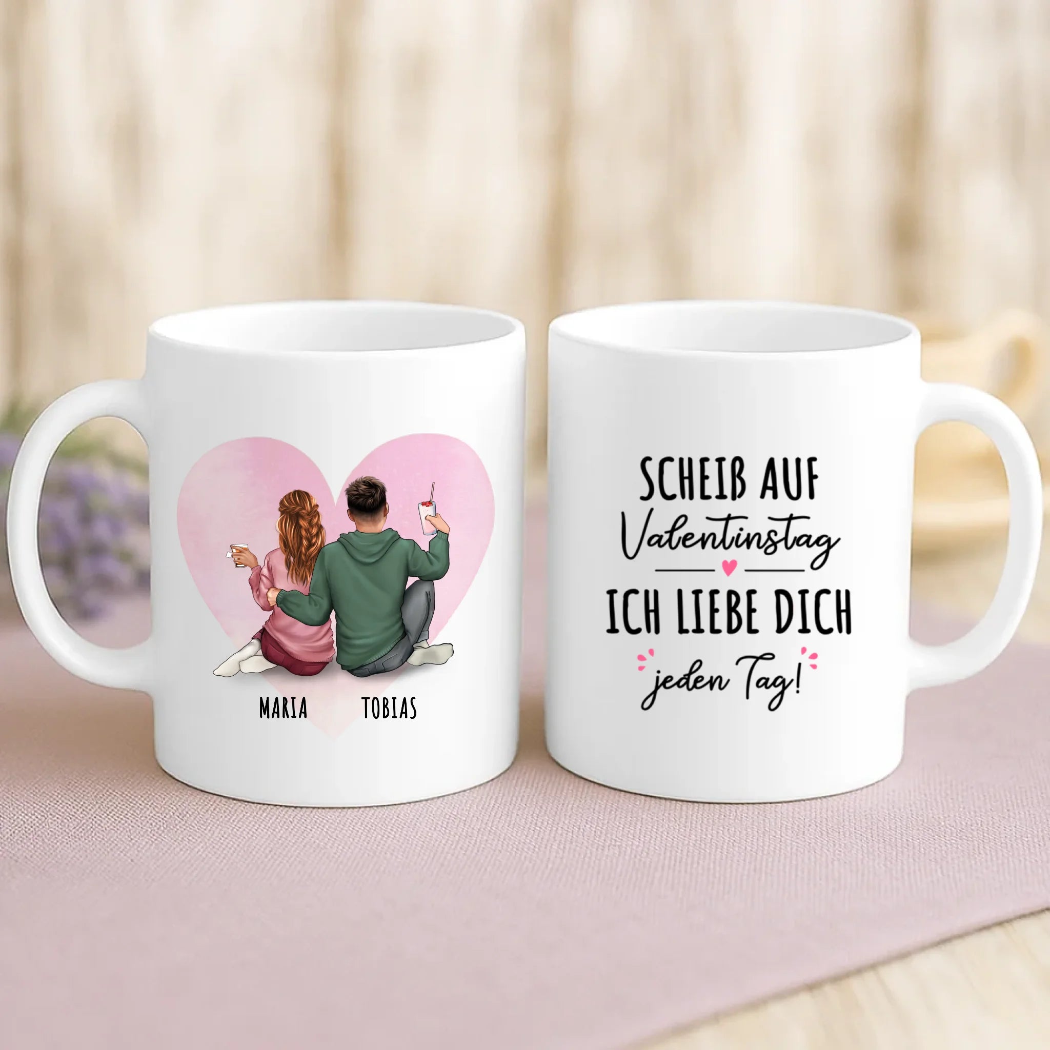 Personalisierte Tasse mit Druck zum Valentinstag für Paare – Ich liebe Dich