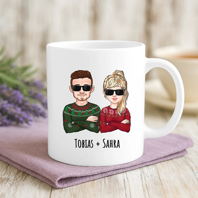 Weiße Tasse mit personalisiertem Spruch und Namen – individuelle Geschenkidee von Love & Faith