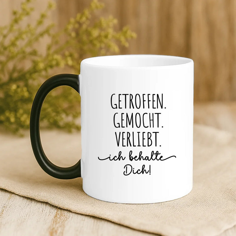 Magische Tasse mit Thermo-Farbwechsel und personalisiertem Namen – witzige Geschenkidee von Love & Faith