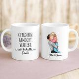 Weiße Tasse mit personalisiertem Spruch und Namen – individuelle Geschenkidee von Love & Faith