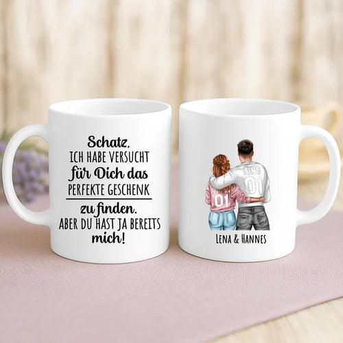 Personalisierte Tasse mit Druck für Paare zu Weihnachten – Du und Ich