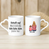 Weiße Tasse mit Herzhenkel und personalisiertem Namen – romantische Geschenkidee von Love & Faith