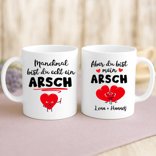 Personalisierte Tasse Manchmal mit Druck für Paare