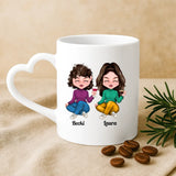 Weiße Tasse mit Herzhenkel und personalisiertem Namen – romantische Geschenkidee von Love & Faith