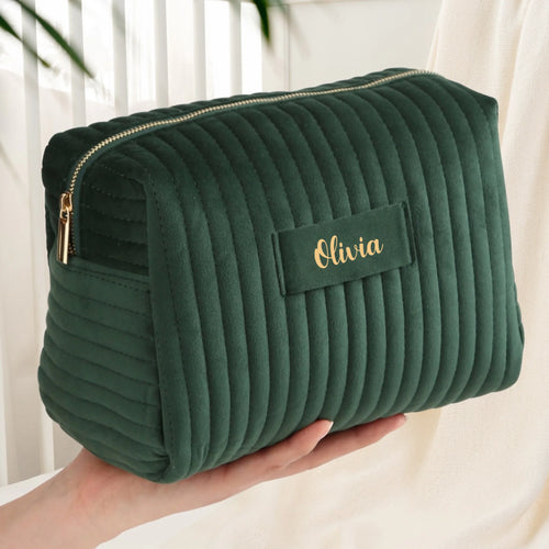 Personalisierte Kosmetiktasche aus Premium Samt für Make Up Beauty Kram – Motiv 2