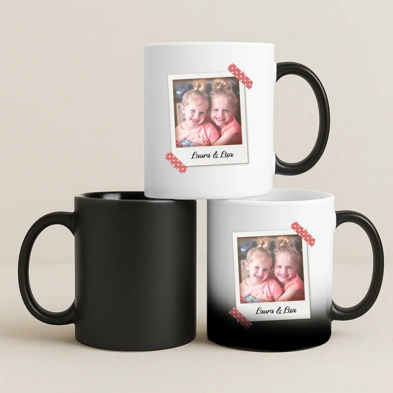 Magische Tasse mit Thermo-Farbwechsel und personalisiertem Namen – witzige Geschenkidee von Love & Faith