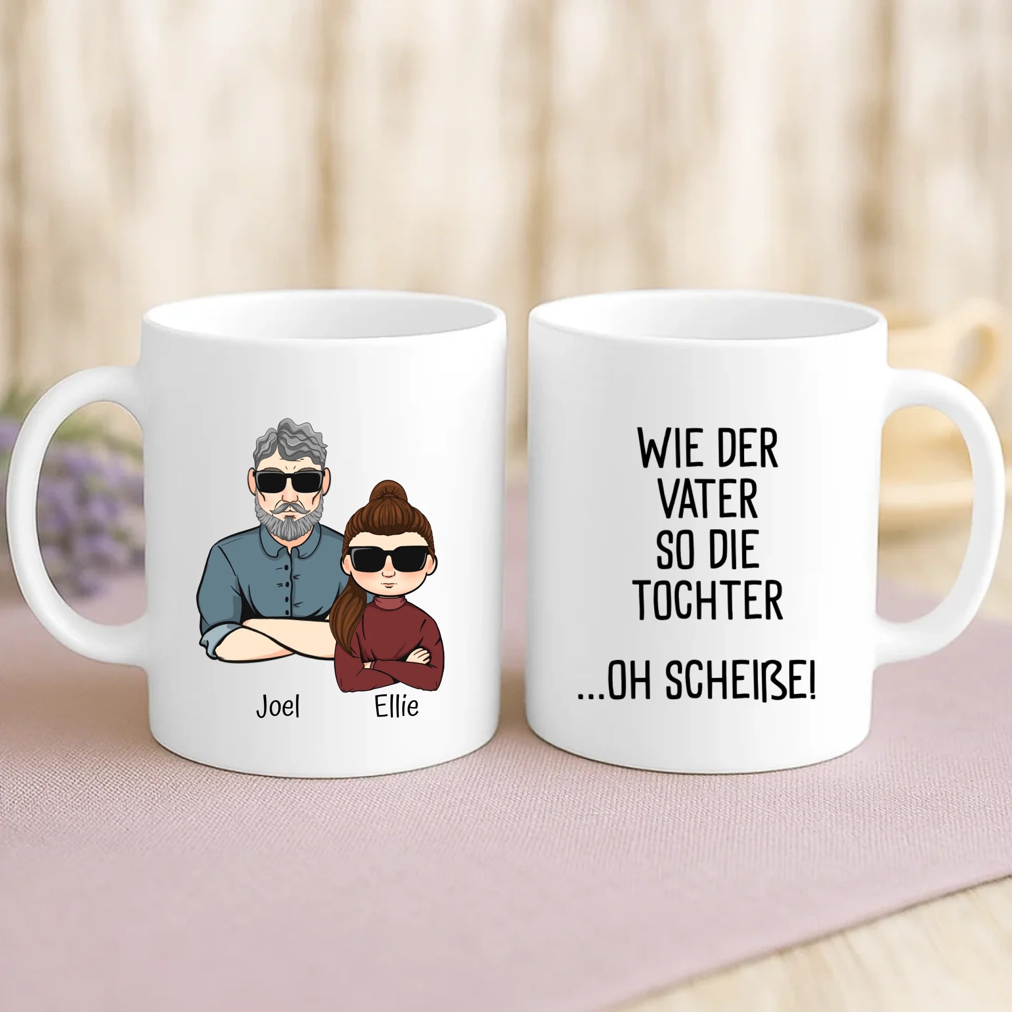 Weiße Tasse mit personalisiertem Spruch und Namen – individuelle Geschenkidee von Love & Faith