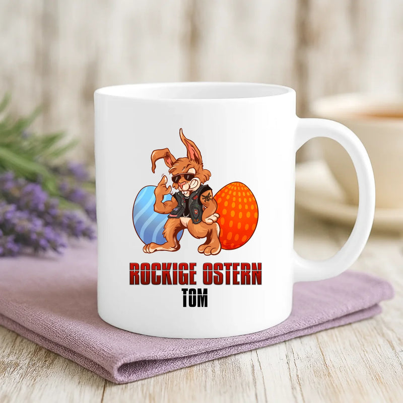 Weiße Tasse mit personalisiertem Spruch und Namen – individuelle Geschenkidee von Love & Faith