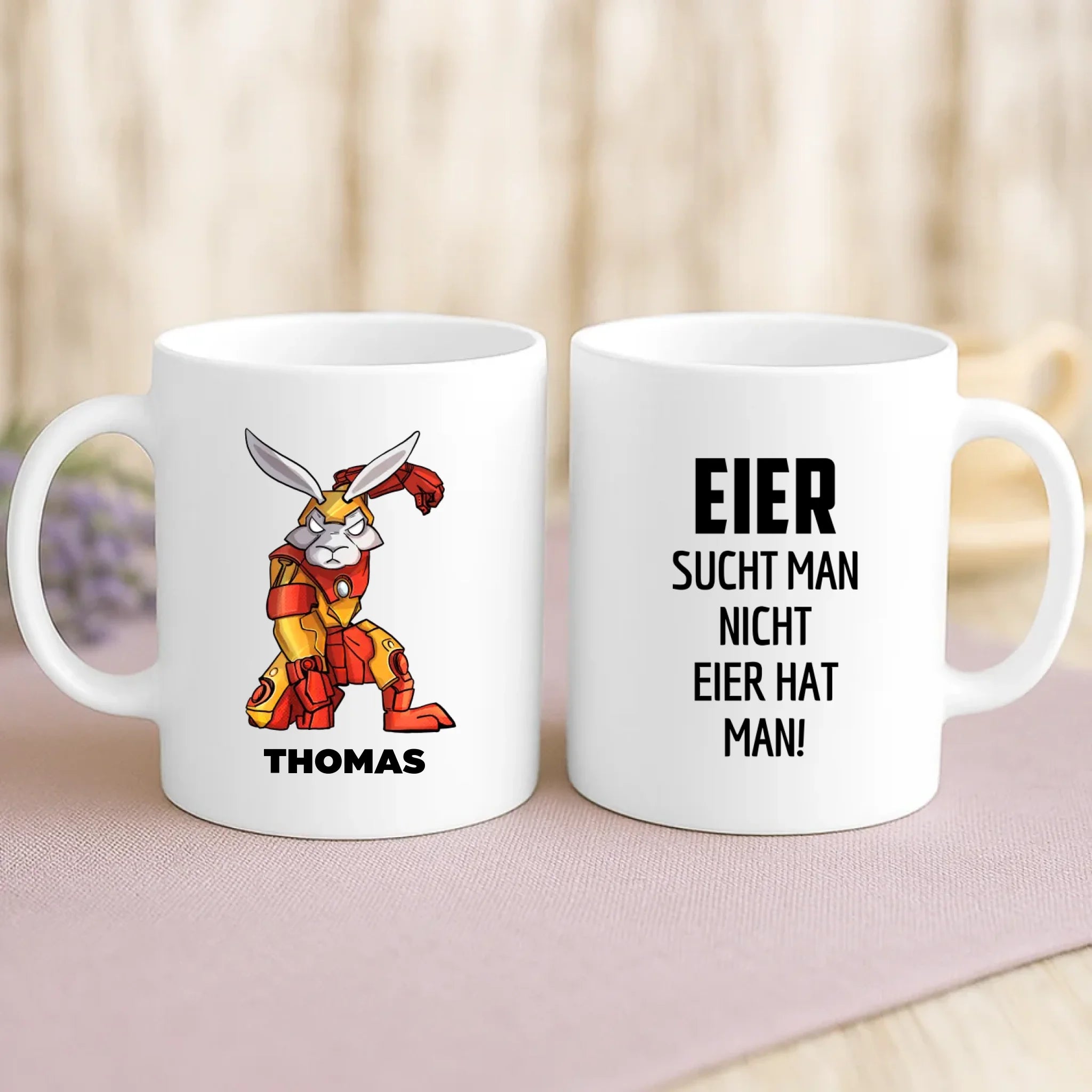 Weiße Tasse mit personalisiertem Spruch und Namen – individuelle Geschenkidee von Love & Faith