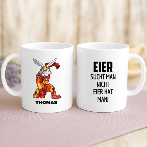 Personalisierte Tasse mit Druck zu Ostern – Eier sucht man nicht