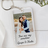 Transparenter Acrylschlüsselanhänger mit Foto und Spruch 5,4cm x 8,6cm personalisiert gefertigt von Love & Faith