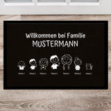 Personalisierte Fussmatte 60x40cm mit Familienname und Strichmännchen von Love & Faith