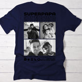 Dunkelblaues Frauen T-Shirt mit Supermama Backprint und eigenem Foto personalisierte Geschenkidee von Love & Faith