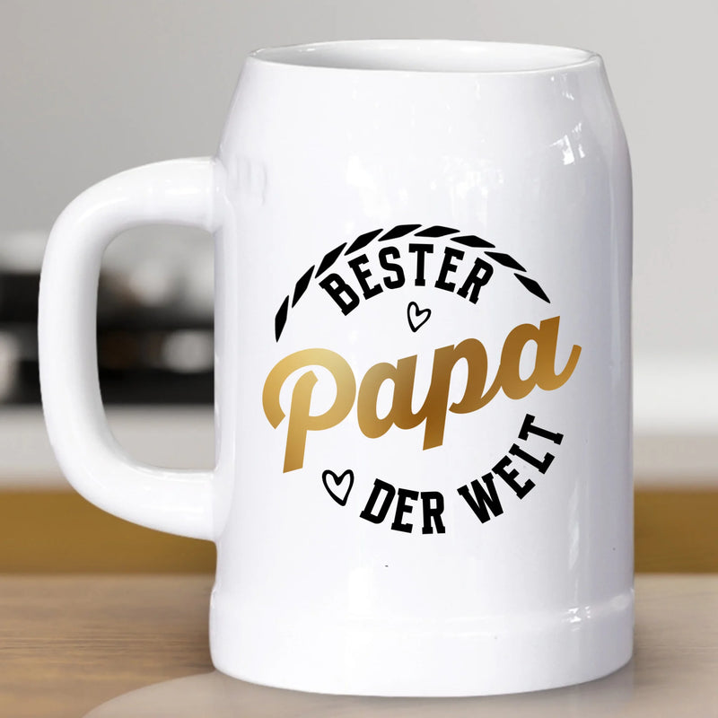 Bester Papa - Personalisierter Bierkrug aus Keramik für Papa