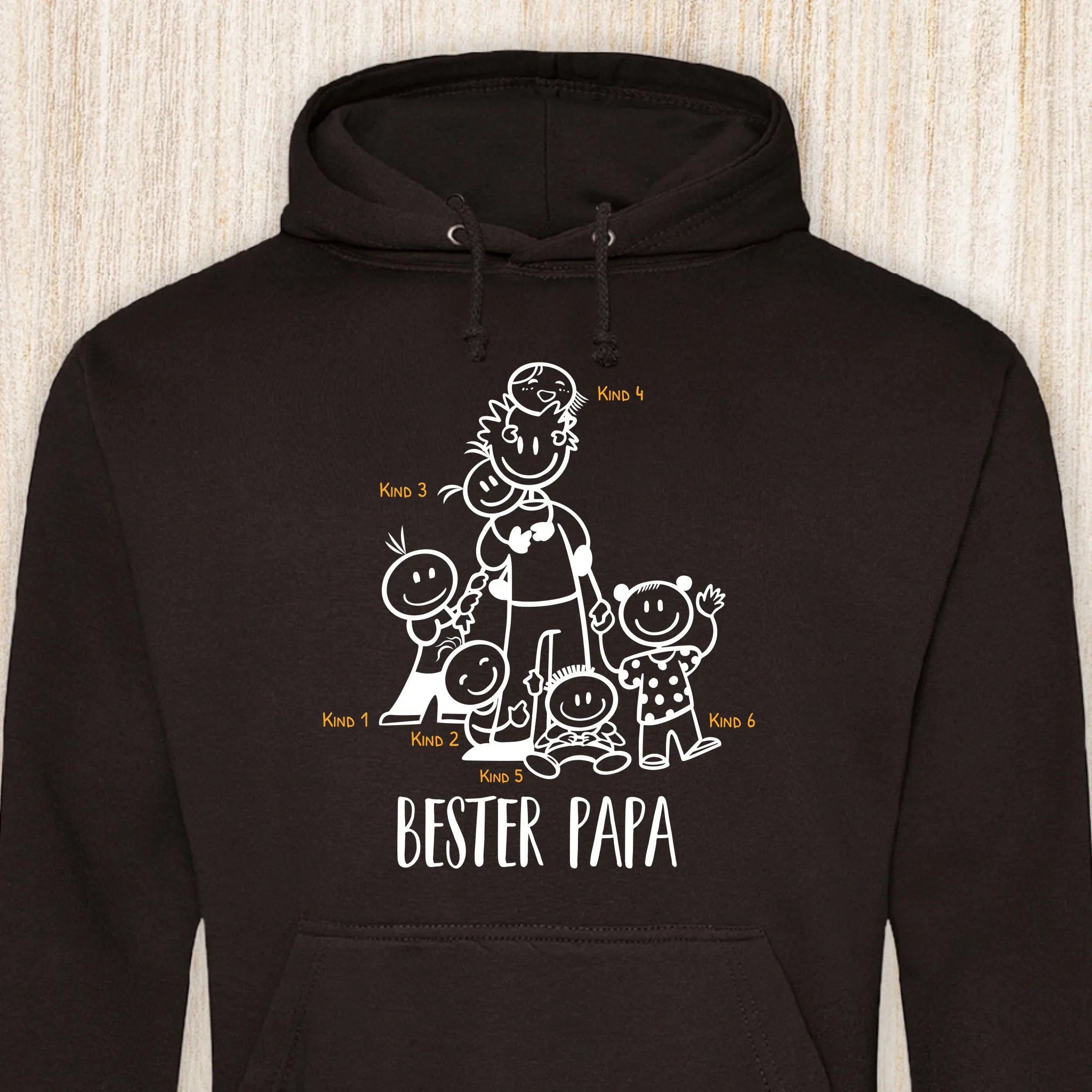 Vater der Rasselbande – personalisierter Eltern-Hoodie mit Namen, Geschenk für Papa zum Vatertag von Love & Faith