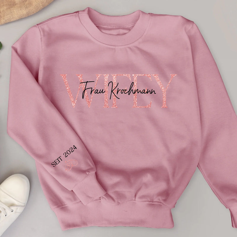 Wifey - Personalisierter Sweater für Paare zur Hochzeit