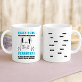 Weiße Tasse zur Verabschiedung von Kollegen mit Namen personalisierte individuelle Geschenkidee von Love & Faith