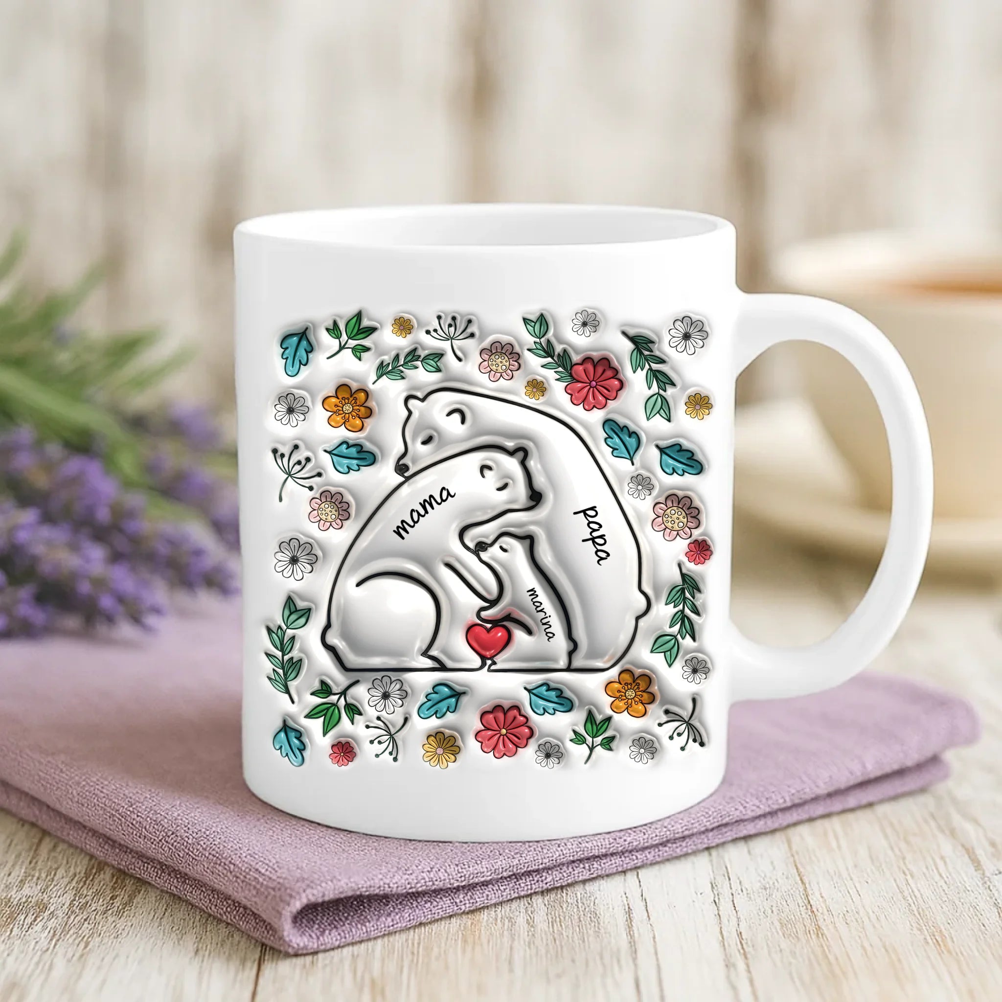 Weiße Tasse mit personalisiertem Spruch und Namen – individuelle Geschenkidee von Love & Faith
