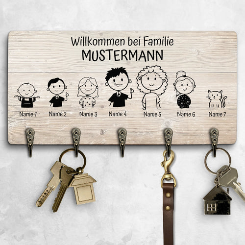 Strichmännchen Familie - Familien-Schlüsselbrett
