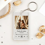 Transparenter Acrylschlüsselanhänger mit Foto und Song5,4cm x 8,6cm personalisiert gefertigt von Love & Faith