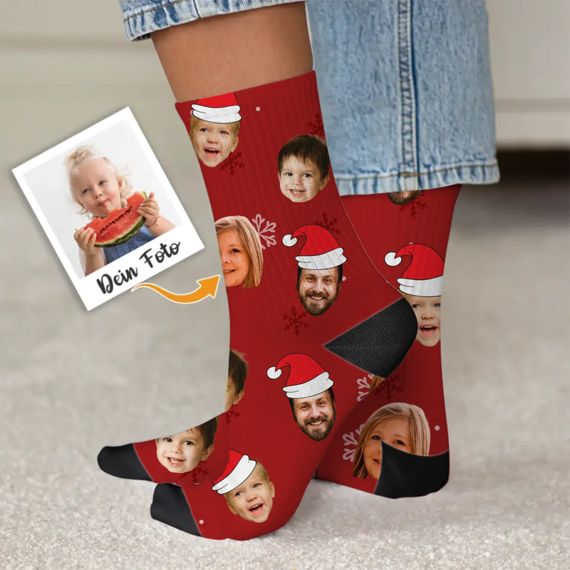 Frohes Fest - Personalisierte Socken mit eigenem Fotoupload als Weihnachtsgeschenk