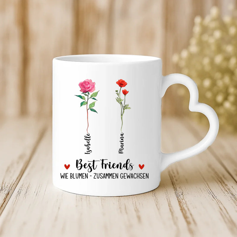 Personalisierte Tasse mit Blumen für beste Freunde von Love & Faith