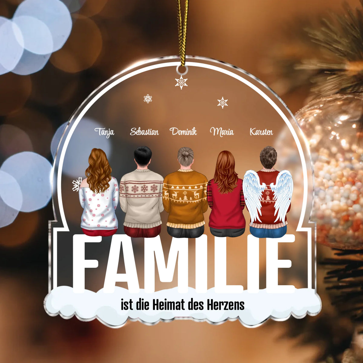 Personalisierter Weihnachtsbaumschmuck mit Namen für die Familie 