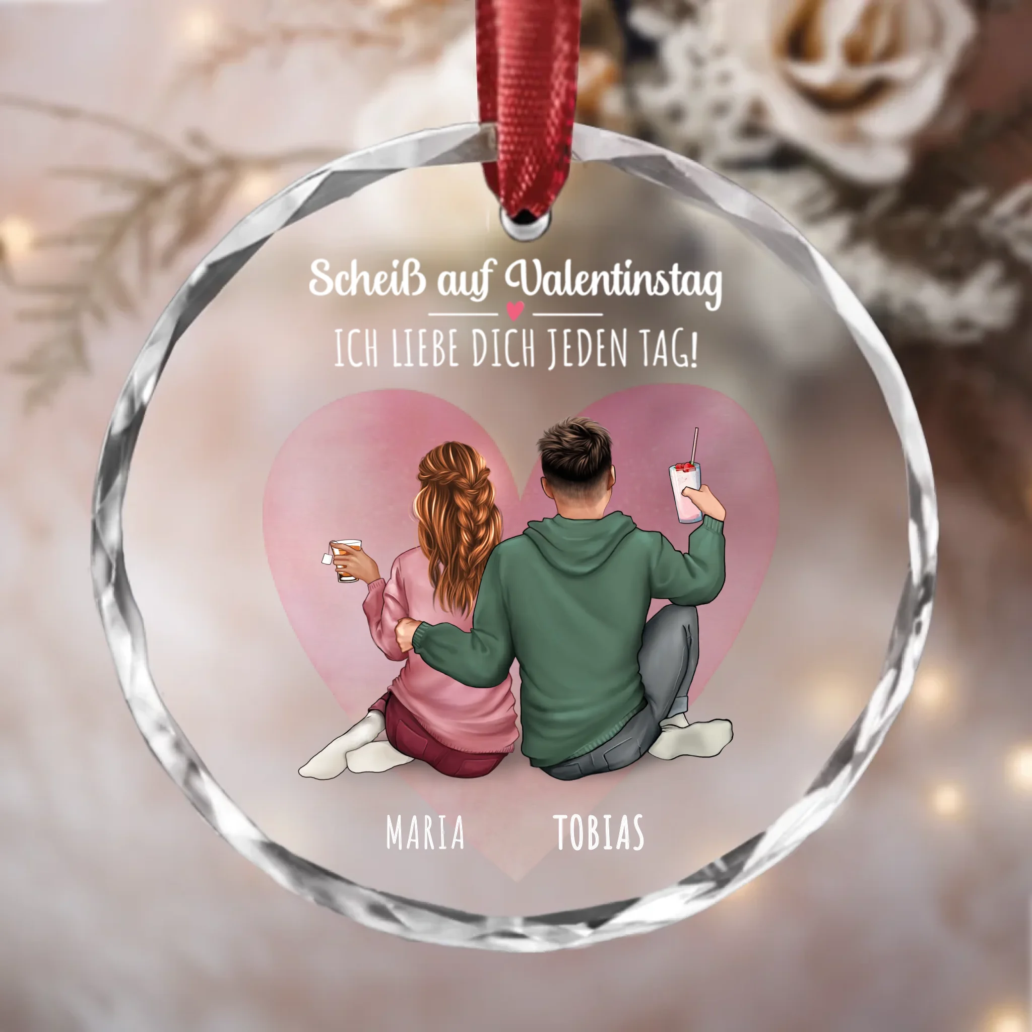 Personalisiertes Ornament zum Valentinstag für Paare Valentinstag
