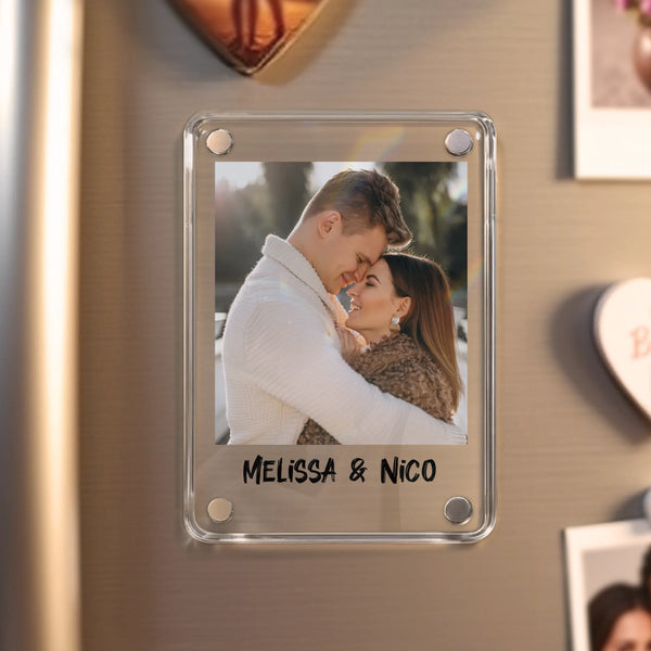 Acrylmagnet für Kühlschrank mit Foto als Partnergeschenk personalisiert von Love & Faith