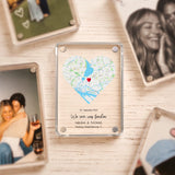 Acrylmagnet mit Paar Treffpunkt und Jahrestag personalisiert von Love & Faith