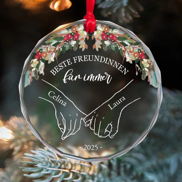 Kristallornament als Weihnachtsbaumschmuck personalisiert für Partner Geschenk von Love & Faith