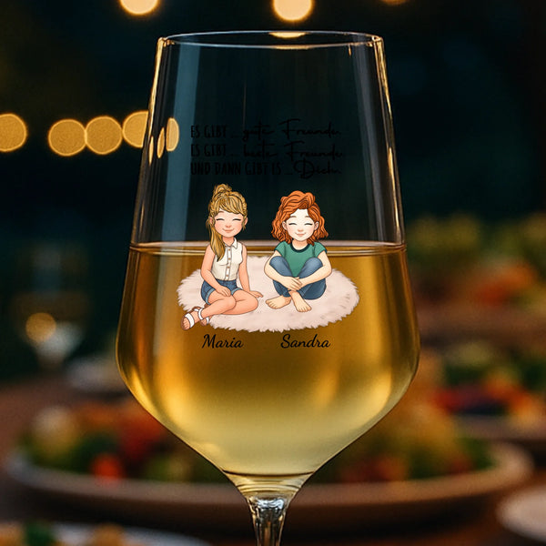 Personalisierbares Weinglas für Lieblingsmenschen mit Namen und Illustration von Love & Faith