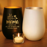 Glas Windlicht graviert mit Danke Mama und Kindernamen personalisiert von Love & Faith