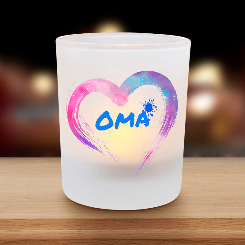 Hand aufs Herz - Großeltern-Teelichthalter