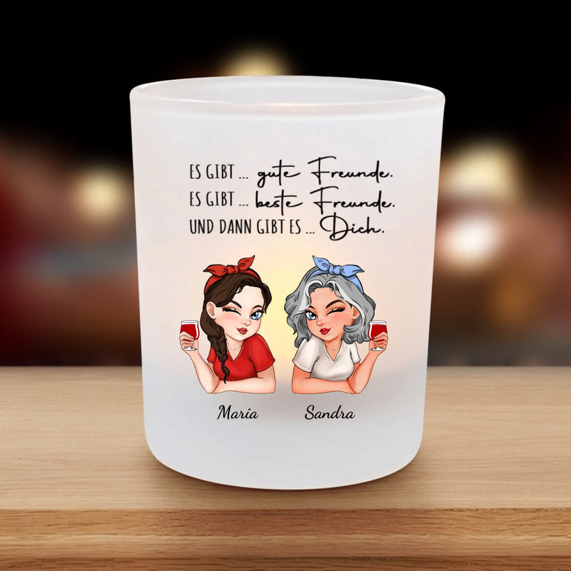 Beste Freundinnen - Personalisiertes Premium Teelicht für beste Freundinnen für Weihnachten