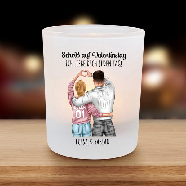 Mit Dir - Personalisierter Teelichthalter für Paare mit lustigen Sprüchen