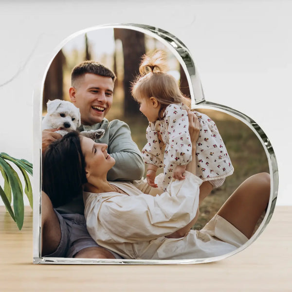 Personalisiertes Foto Glasherz selbst gestalten mit Love & Faith