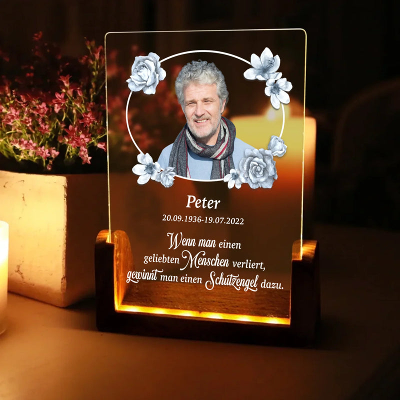 eckiger LED Aufsteller für Trauer Andenken für Verstorbene - Geschenkidee für Mama von Love & Faith