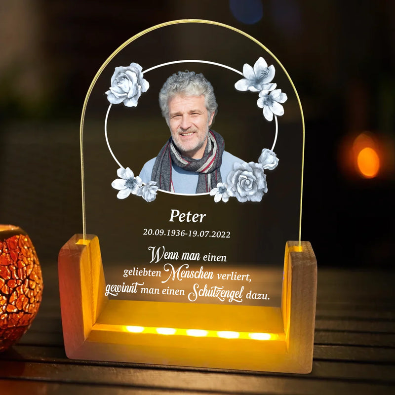 runder LED Aufsteller für Trauer Andenken für Verstorbene - Geschenkidee für Mama von Love & Faith