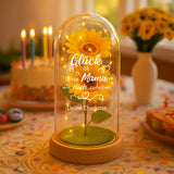 Ewige Sonnenblume in Glaskuppel mit "Glück ist es eine Mama zu haben" personalisiertes Geschenk zum Muttertag von Love & Faith