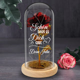 Ewige Rose "Schön, dass es dich gibt" in der Glaskuppel mit LED Licht personalisiert von Love & Faith