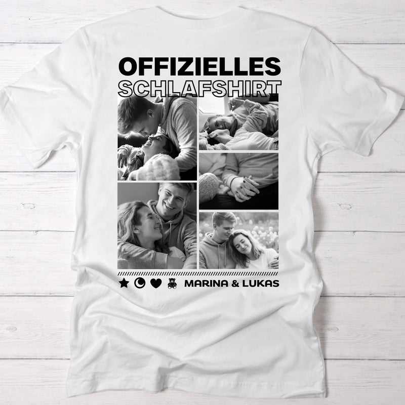 Personalisiertes Schlafshirt für Paare mit Foto-Upload und Backprint von Love & Faith