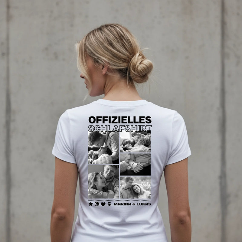 Personalisiertes Schlafshirt für Paare mit Foto-Upload und Backprint von Love & Faith