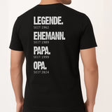 Schwarzes T-Shirt mit Backprint für Papa mit Spruch personalisieren mit Love & Faith