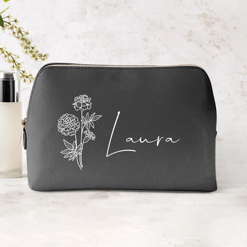 3l schwarz Kosmetiktasche aus PU Leder mit Name personalisiert von Love & Faith personalisiert